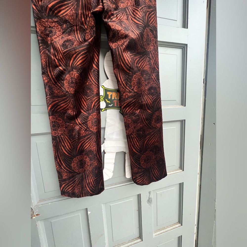 Anthropologie brown/orange floral velvet trouser‎ pants size 6 - Picture 2 of 8